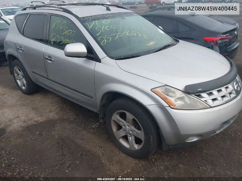 2005 Nissan Murano Sl VIN: JN8AZ08W45W400445 Lot: 42553207