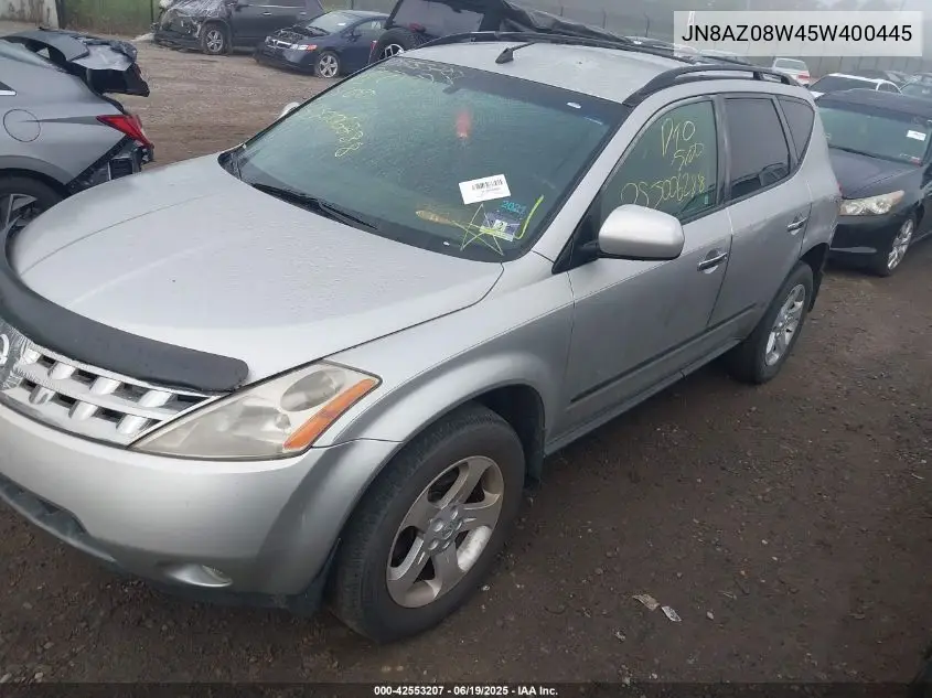 2005 Nissan Murano Sl VIN: JN8AZ08W45W400445 Lot: 42553207