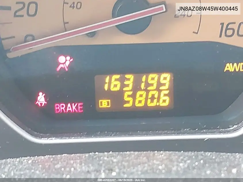 2005 Nissan Murano Sl VIN: JN8AZ08W45W400445 Lot: 42553207