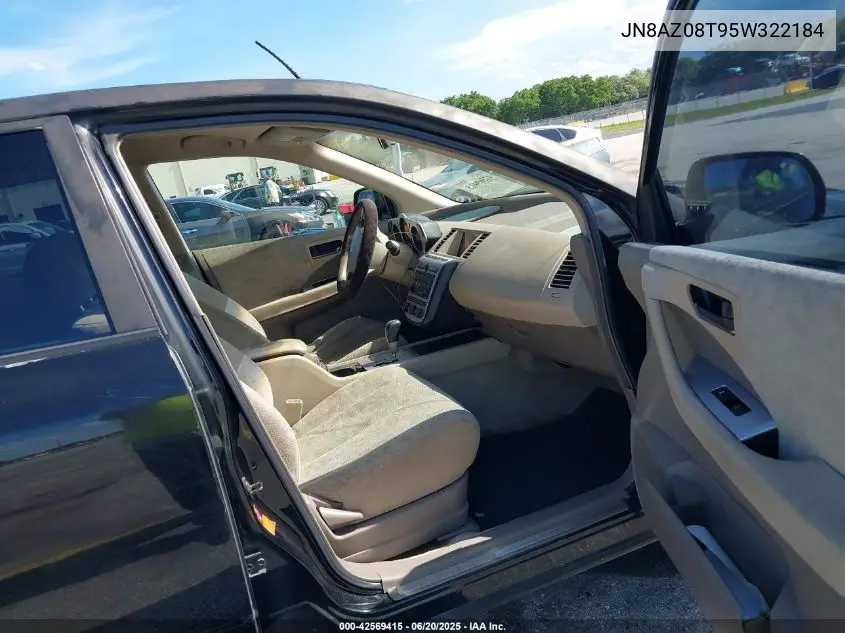 2005 Nissan Murano S VIN: JN8AZ08T95W322184 Lot: 42569415