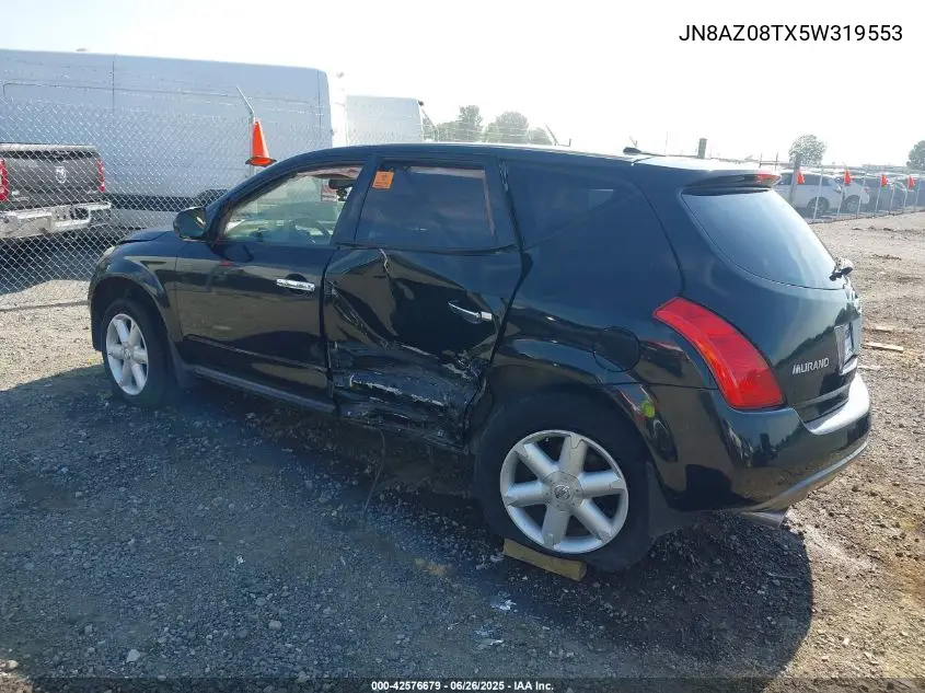 2005 Nissan Murano Se VIN: JN8AZ08TX5W319553 Lot: 42576679