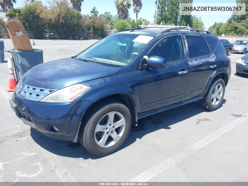 2005 Nissan Murano Sl VIN: JN8AZ08T85W306767 Lot: 42613433