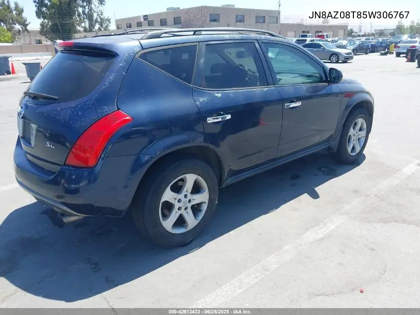 2005 Nissan Murano Sl VIN: JN8AZ08T85W306767 Lot: 42613433