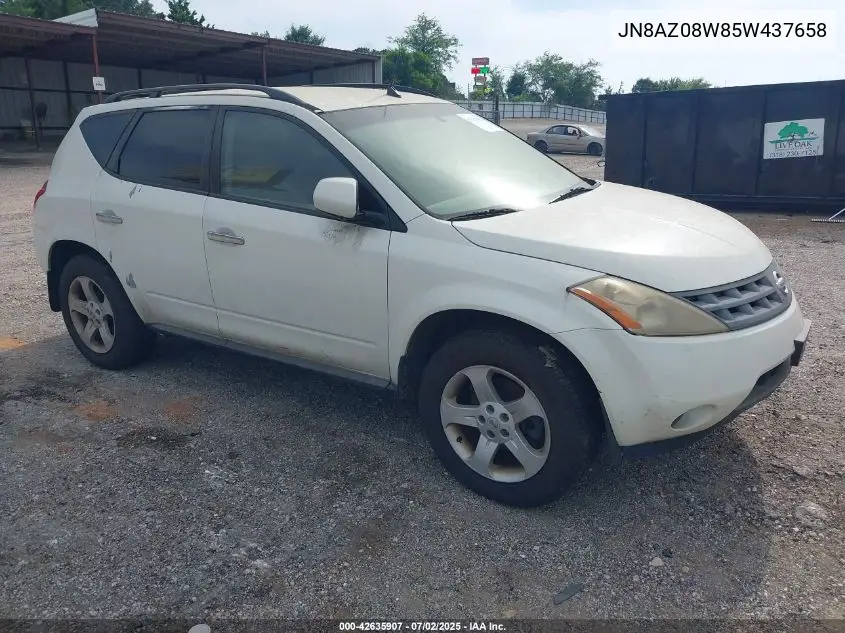 2005 Nissan Murano S VIN: JN8AZ08W85W437658 Lot: 42635907