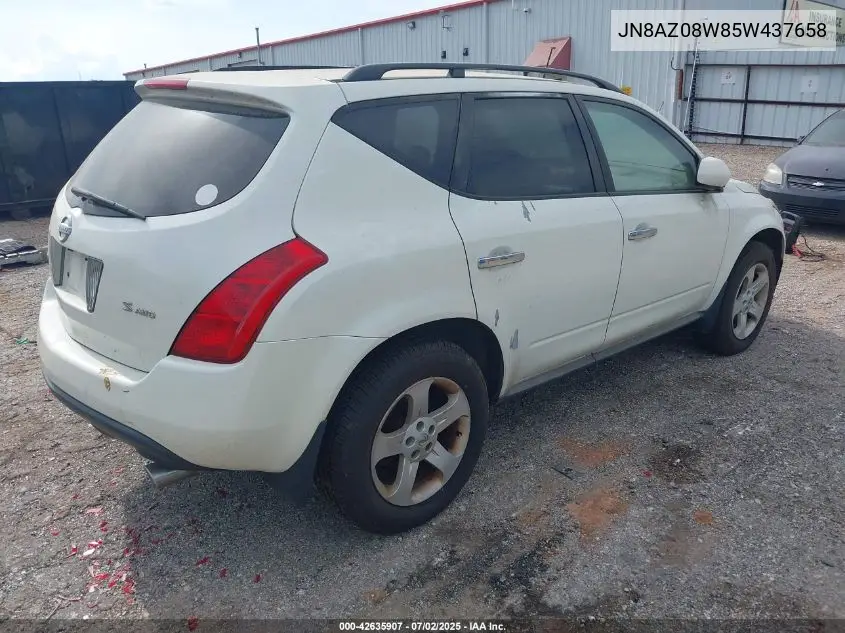 2005 Nissan Murano S VIN: JN8AZ08W85W437658 Lot: 42635907