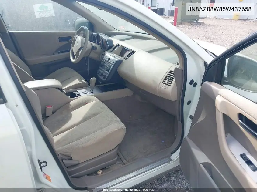 2005 Nissan Murano S VIN: JN8AZ08W85W437658 Lot: 42635907