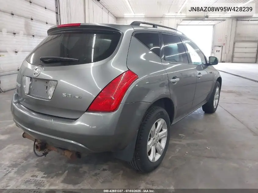 2005 Nissan Murano Se VIN: JN8AZ08W95W428239 Lot: 42651337