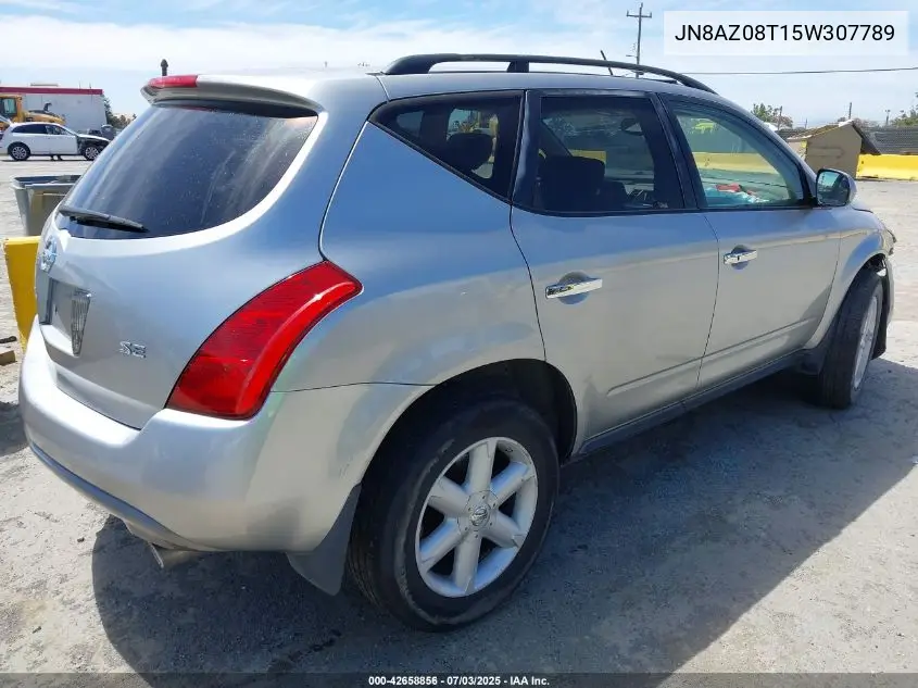 2005 Nissan Murano Se VIN: JN8AZ08T15W307789 Lot: 42658856