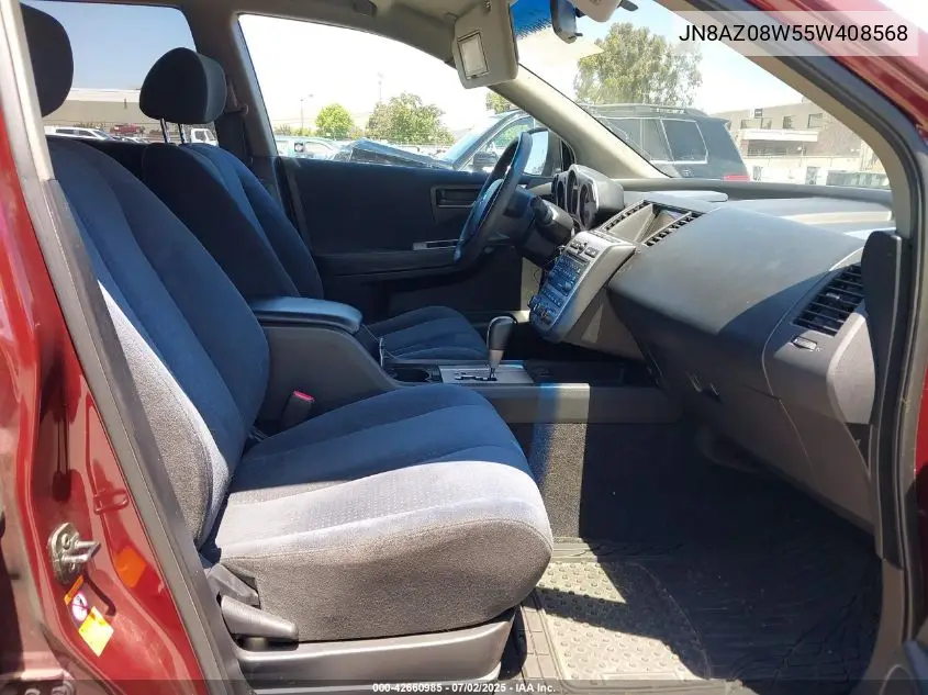 2005 Nissan Murano S VIN: JN8AZ08W55W408568 Lot: 42660985