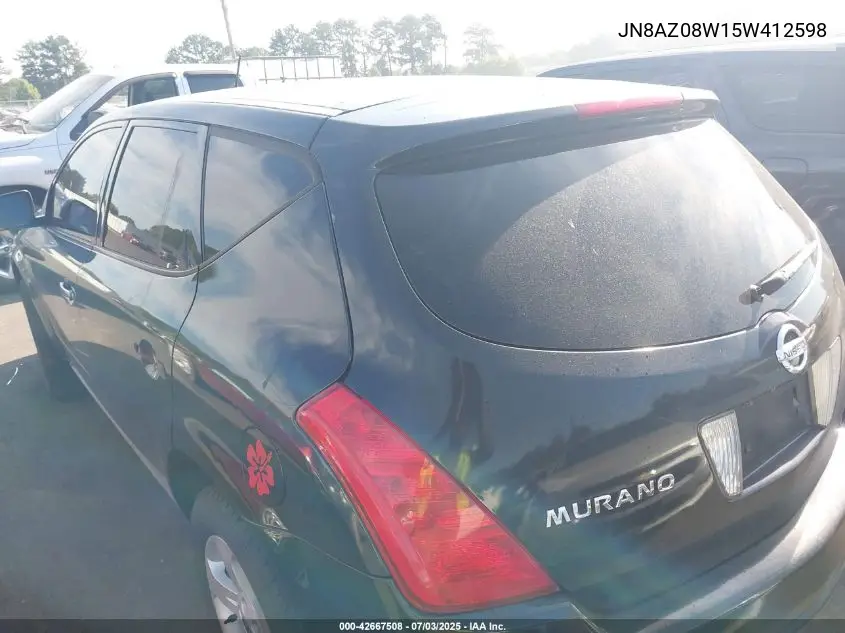 2005 Nissan Murano Sl VIN: JN8AZ08W15W412598 Lot: 42667508