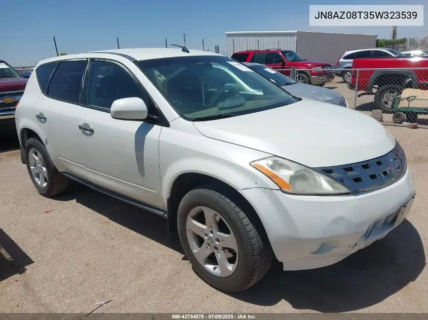 2005 Nissan Murano S VIN: JN8AZ08T35W323539 Lot: 42704578