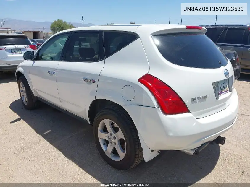 2005 Nissan Murano S VIN: JN8AZ08T35W323539 Lot: 42704578
