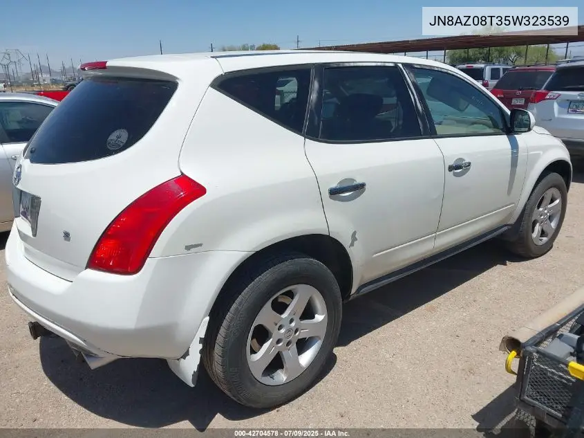 2005 Nissan Murano S VIN: JN8AZ08T35W323539 Lot: 42704578