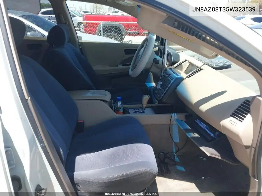 2005 Nissan Murano S VIN: JN8AZ08T35W323539 Lot: 42704578
