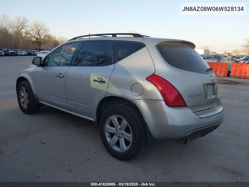 2006 Nissan Murano Sl VIN: JN8AZ08W06W528134 Lot: 41826906