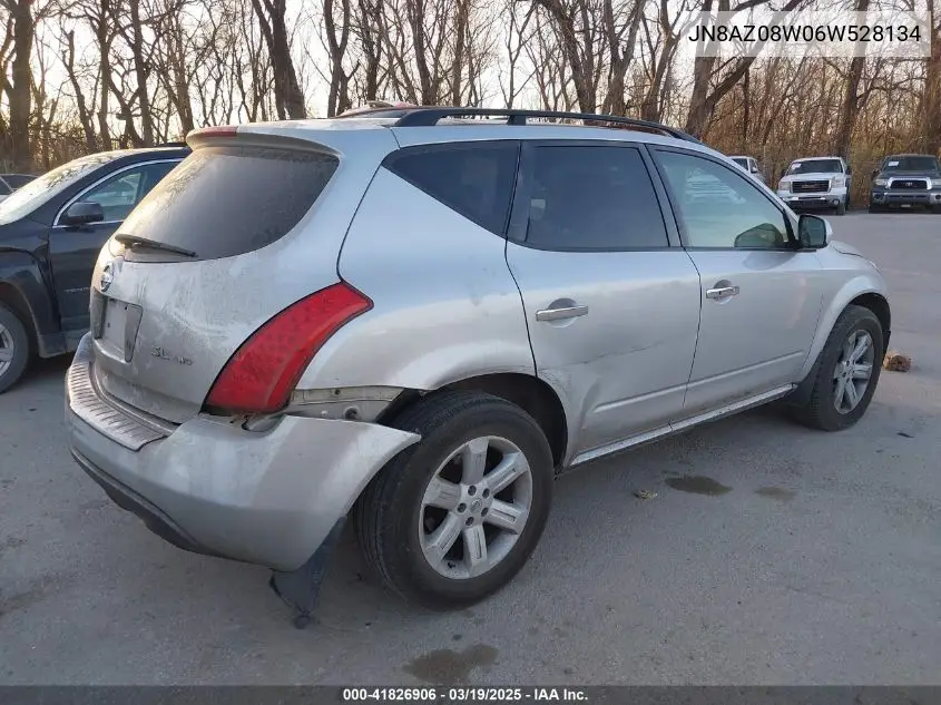 2006 Nissan Murano Sl VIN: JN8AZ08W06W528134 Lot: 41826906