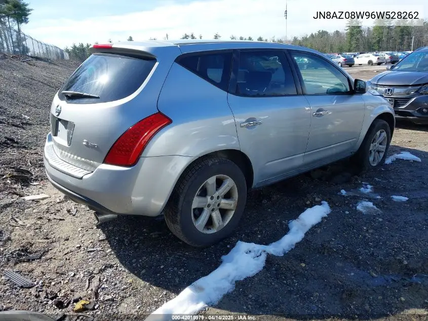 2006 Nissan Murano S VIN: JN8AZ08W96W528262 Lot: 42015979