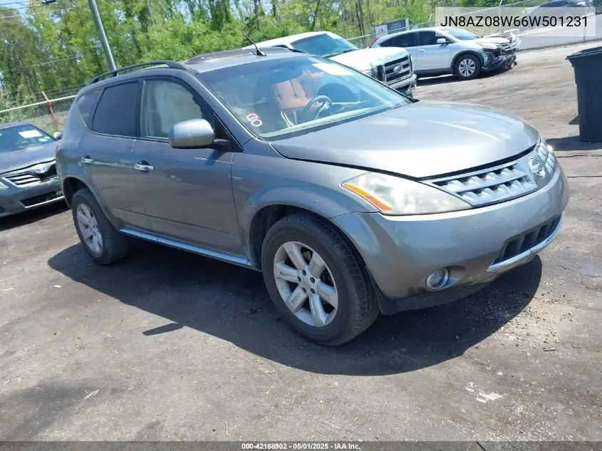 2006 Nissan Murano Sl VIN: JN8AZ08W66W501231 Lot: 42168902