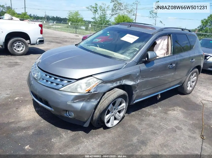 2006 Nissan Murano Sl VIN: JN8AZ08W66W501231 Lot: 42168902