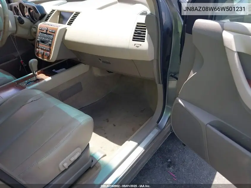 2006 Nissan Murano Sl VIN: JN8AZ08W66W501231 Lot: 42168902
