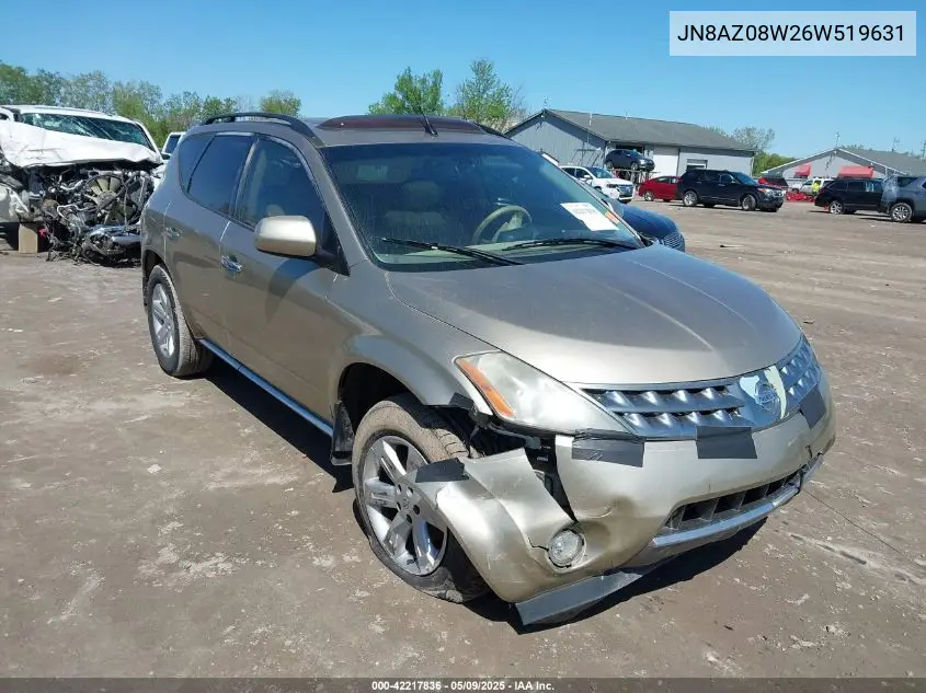 2006 Nissan Murano Sl VIN: JN8AZ08W26W519631 Lot: 42217836