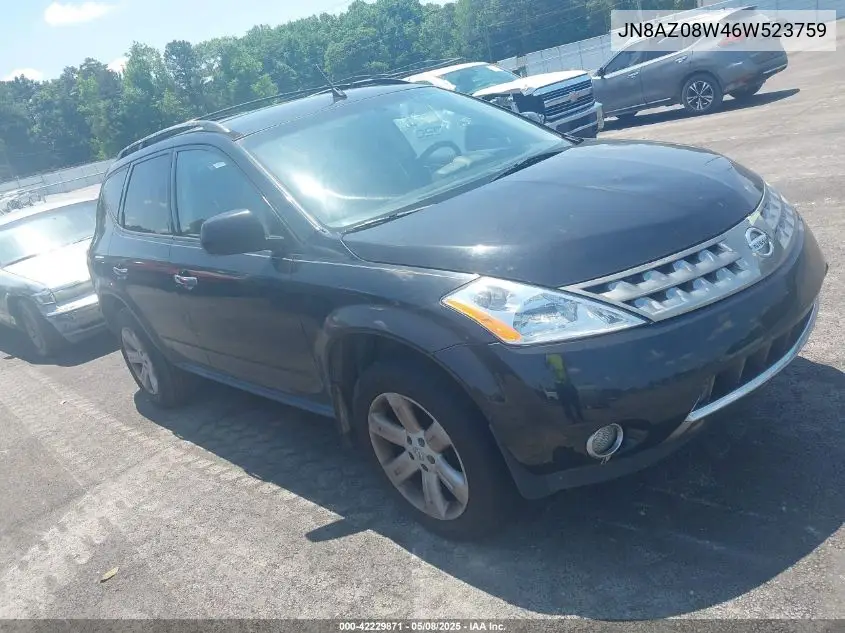 2006 Nissan Murano S VIN: JN8AZ08W46W523759 Lot: 42229871