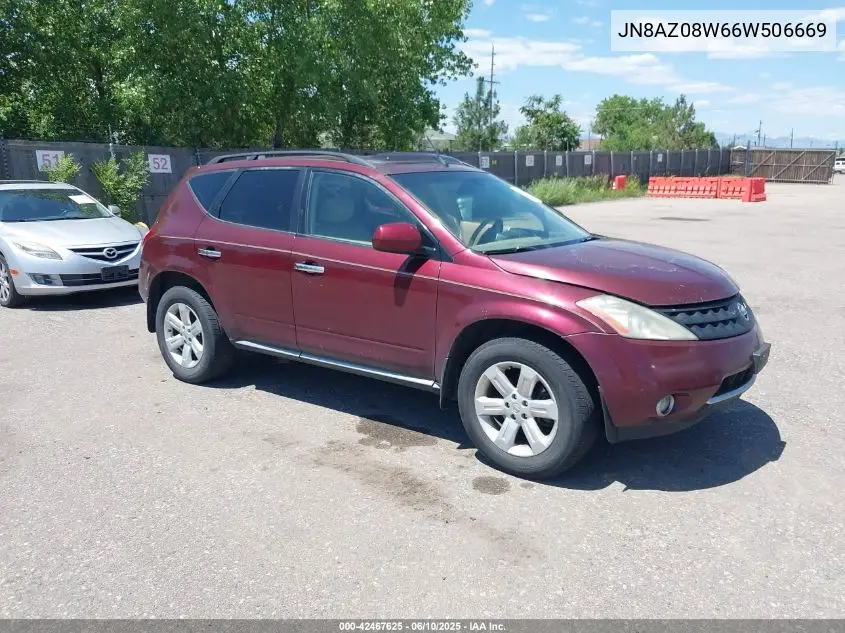2006 Nissan Murano Sl VIN: JN8AZ08W66W506669 Lot: 42467625