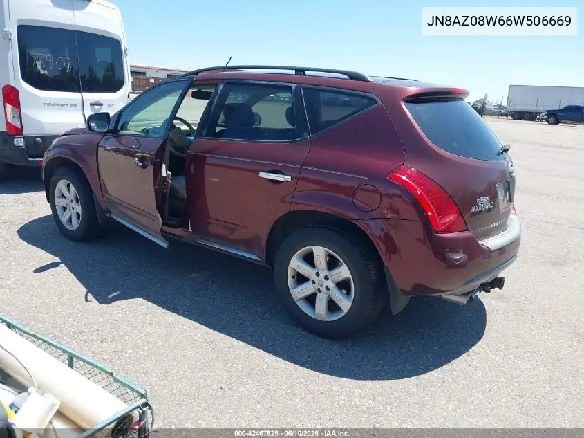 2006 Nissan Murano Sl VIN: JN8AZ08W66W506669 Lot: 42467625