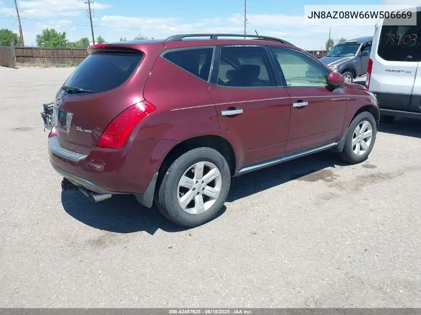 2006 Nissan Murano Sl VIN: JN8AZ08W66W506669 Lot: 42467625