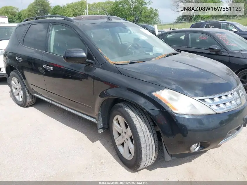 2006 Nissan Murano Sl VIN: JN8AZ08W16W551129 Lot: 42494593