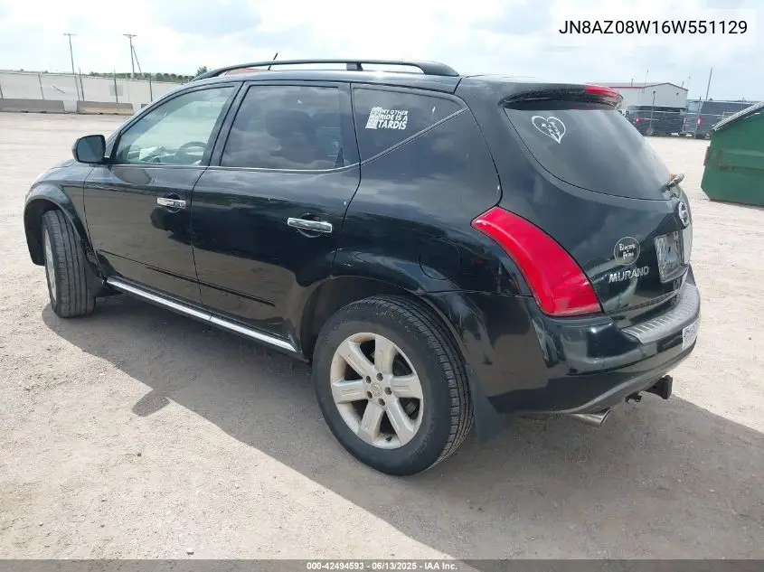 2006 Nissan Murano Sl VIN: JN8AZ08W16W551129 Lot: 42494593