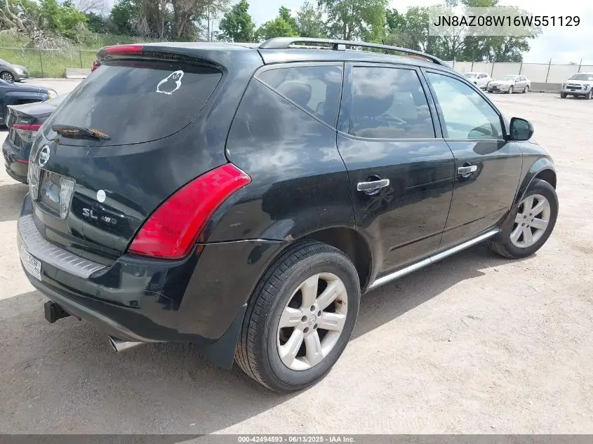 2006 Nissan Murano Sl VIN: JN8AZ08W16W551129 Lot: 42494593