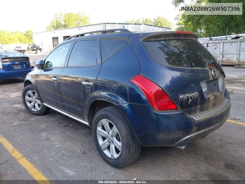 2006 Nissan Murano Sl VIN: JN8AZ08W26W507396 Lot: 42536238