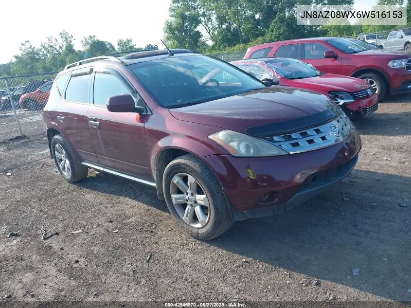 2006 Nissan Murano Sl VIN: JN8AZ08WX6W516153 Lot: 42546570
