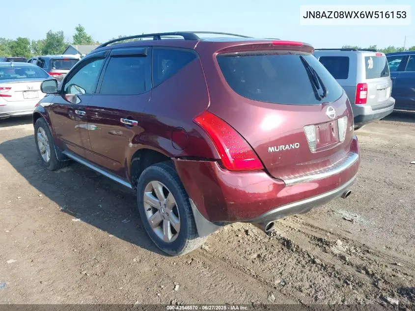 2006 Nissan Murano Sl VIN: JN8AZ08WX6W516153 Lot: 42546570