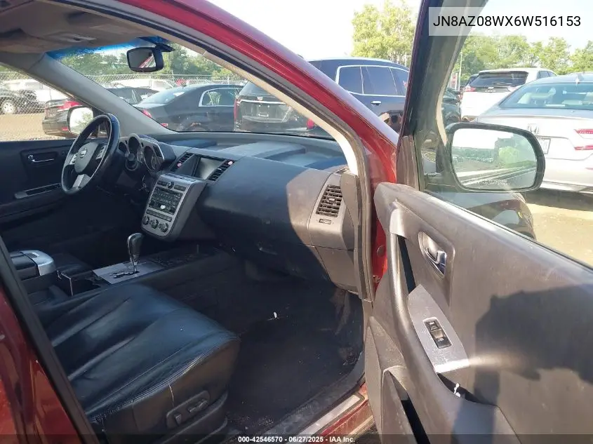 2006 Nissan Murano Sl VIN: JN8AZ08WX6W516153 Lot: 42546570