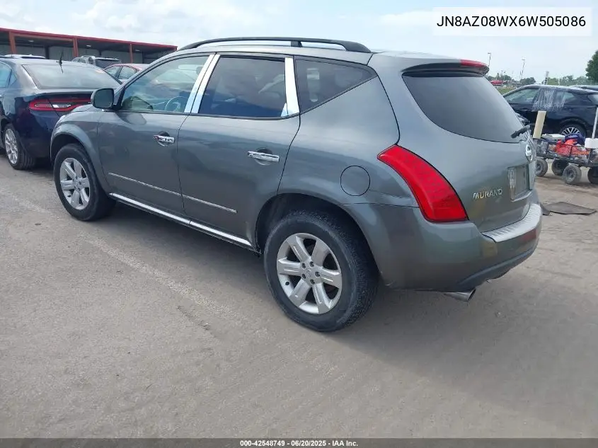 2006 Nissan Murano Sl VIN: JN8AZ08WX6W505086 Lot: 42548749