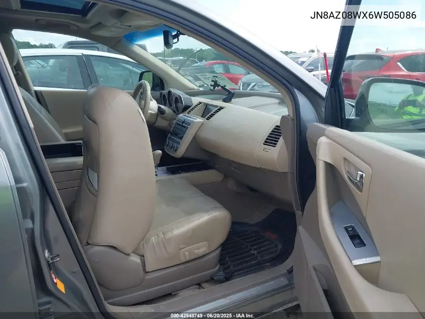 2006 Nissan Murano Sl VIN: JN8AZ08WX6W505086 Lot: 42548749