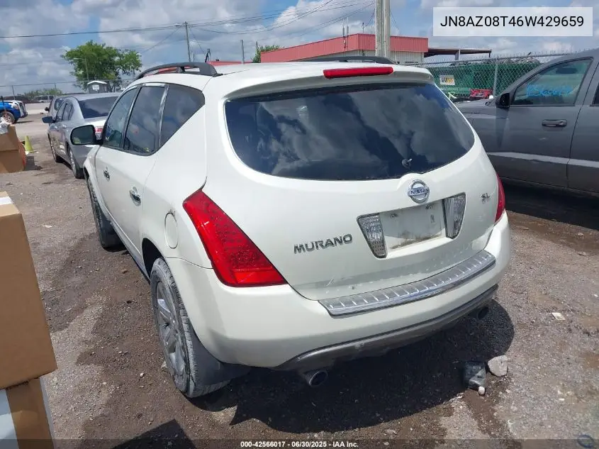 2006 Nissan Murano Sl VIN: JN8AZ08T46W429659 Lot: 42566017