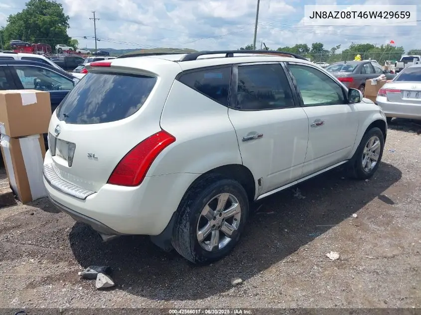 2006 Nissan Murano Sl VIN: JN8AZ08T46W429659 Lot: 42566017