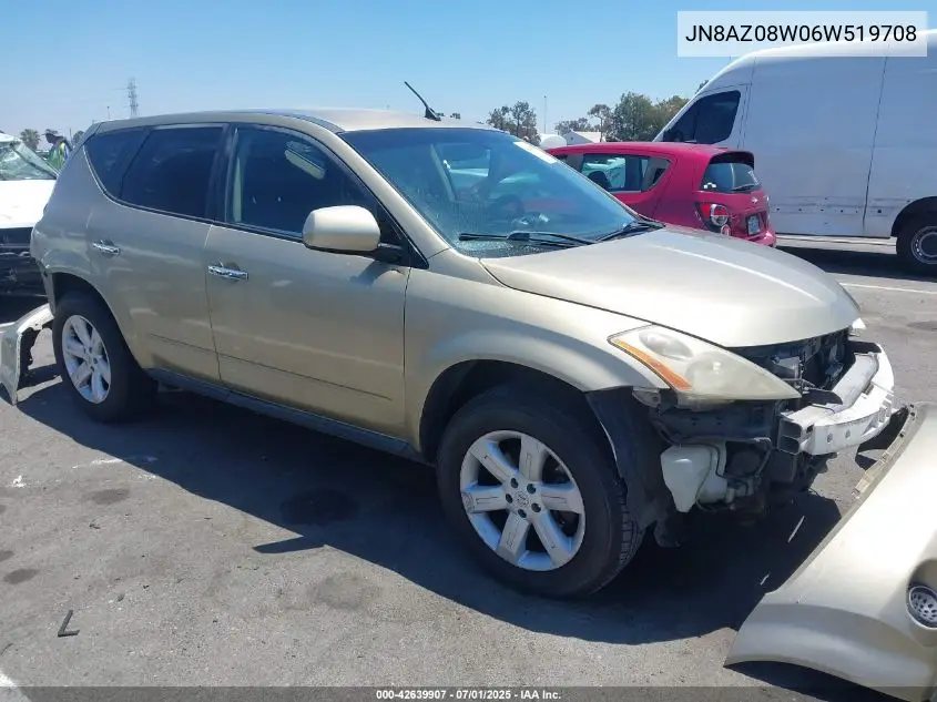 2006 Nissan Murano S VIN: JN8AZ08W06W519708 Lot: 42639907