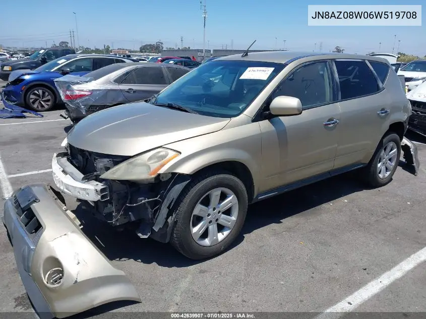 2006 Nissan Murano S VIN: JN8AZ08W06W519708 Lot: 42639907
