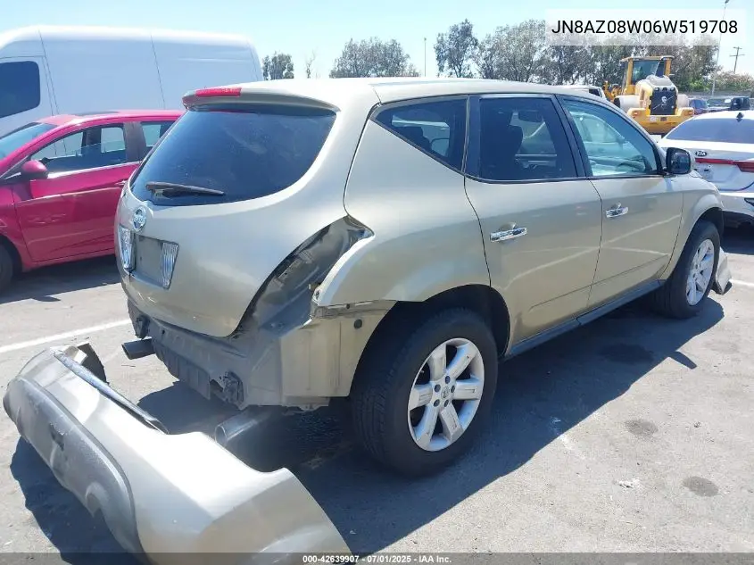 2006 Nissan Murano S VIN: JN8AZ08W06W519708 Lot: 42639907