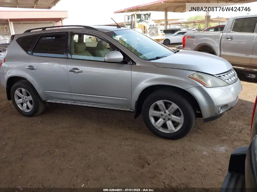 2006 Nissan Murano Sl VIN: JN8AZ08T76W424746 Lot: 42644801