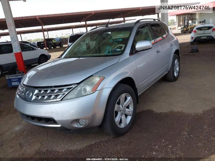 2006 Nissan Murano Sl VIN: JN8AZ08T76W424746 Lot: 42644801