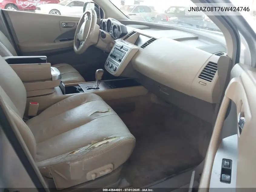 2006 Nissan Murano Sl VIN: JN8AZ08T76W424746 Lot: 42644801