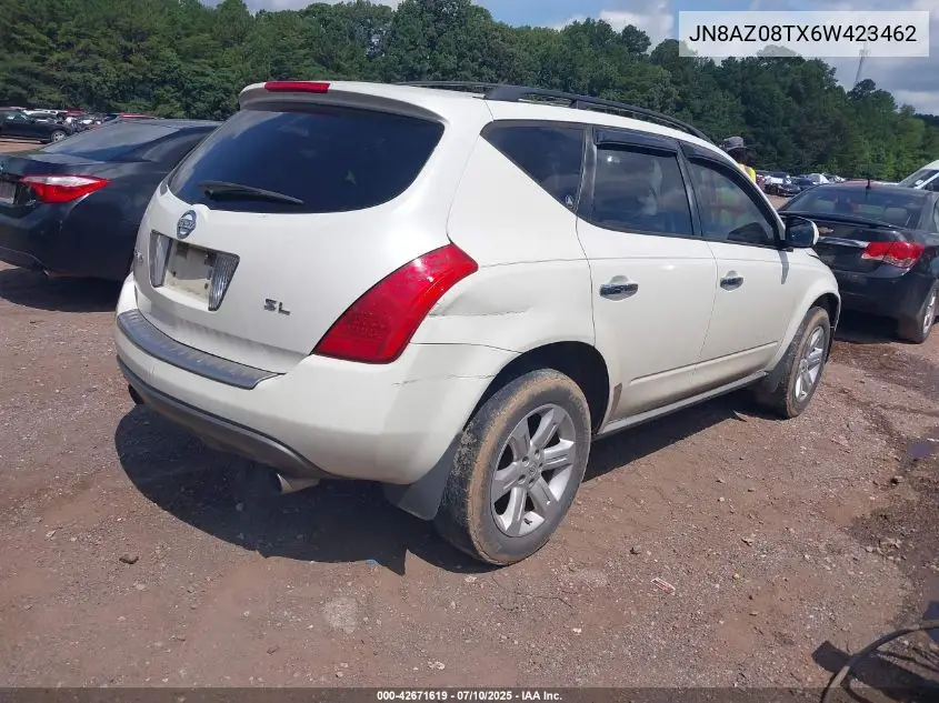 2006 Nissan Murano Sl VIN: JN8AZ08TX6W423462 Lot: 42671619