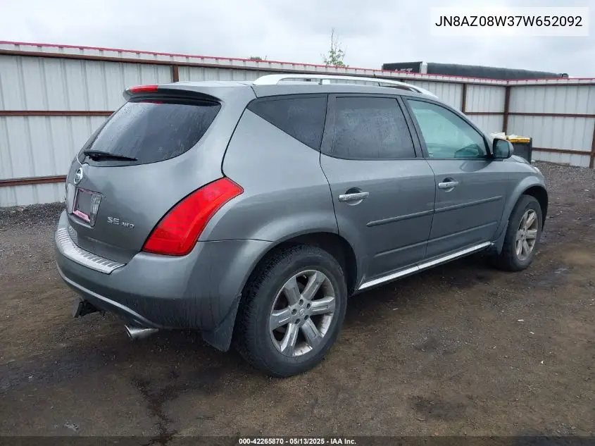 2007 Nissan Murano Se VIN: JN8AZ08W37W652092 Lot: 42265870