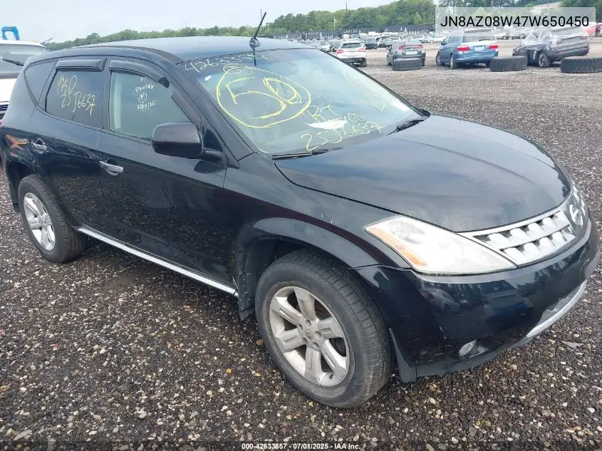 2007 Nissan Murano Sl VIN: JN8AZ08W47W650450 Lot: 42633857