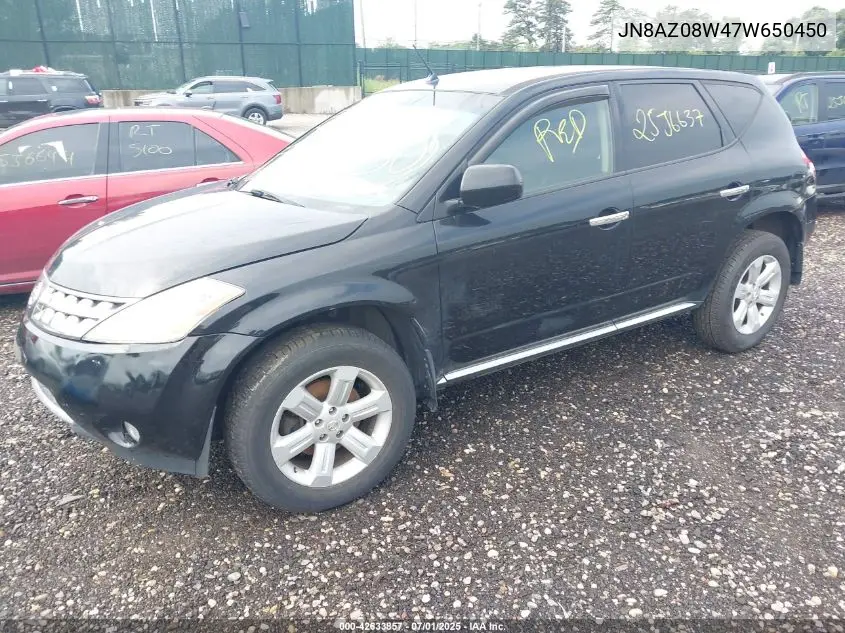 2007 Nissan Murano Sl VIN: JN8AZ08W47W650450 Lot: 42633857